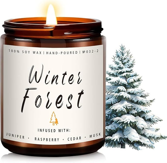 Winter Forest Candle - Holiday Scented Soy Candle for Home - Christmas Gifts for Women