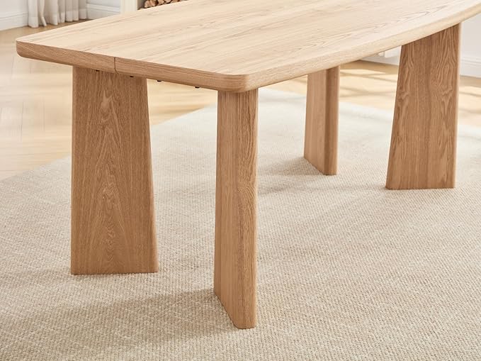 71" Long Dining Table, Farmhouse Wooden Kitchen & Dining Room Table for 4-6 Seats, Modern Rectangular Dinner Table, Home Office Desk for Kitchen Living Room Home Office, Natural