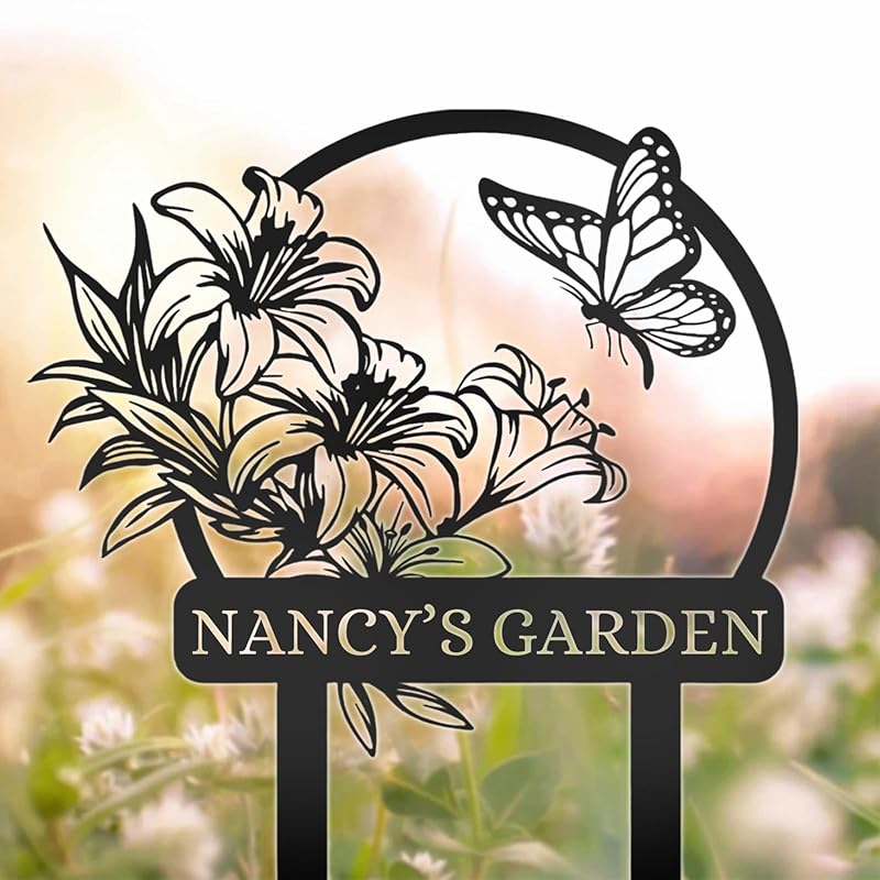 Personalized Garden Signs | Customized Metal Yard Sign Stakes | Custom Butterfly Garden Name Sign | Garden Signs to Personalize | Custom Yard Signs with Stakes | Garden Art Outdoor