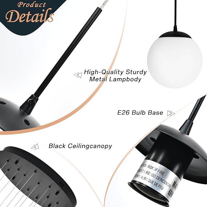 KoKo&Yukina 12-Light Black Mid Century Modern Chandelier for Living Room Staircase Chandelier for Entryway Globe Milky White Glass Pendant Light High Ceiling Chandeliers Foyer (Bulb & Remote Incl.)