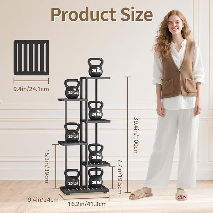 LASZOLA 5 Tier Plant Stand Indoors Outdoors for Large Heavy Duty Planter, Black Metal Tall Flower Holder Rack with Multiple Shelf for Modern Patio Corner, Vertical Organizer, Weather Resistant Bracket