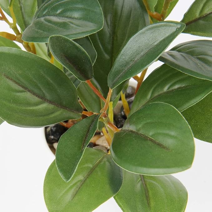 Briful Artificial Plants Mini Camellia Potted Fake Plants Small Faux Plastic Plants Desk Plant Artificial Flowers with Vase for Home Office Desk Kitchen Garden Indoor Decor