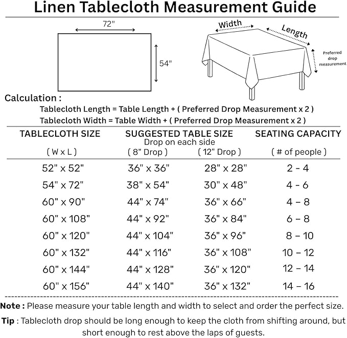 Solino Home Natural Linen Tablecloth 54 x 72 Inch - 100% Pure Linen Table Cloth for Rectangle Tables - Fete, Machine Washable Tablecloth for Fall, Autumn, Thanksgiving, Christmas, Holiday