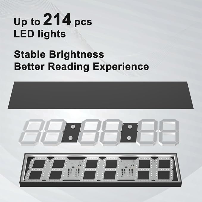 Digital Wall Clock, Oversize Digital Clock with Auto Dimmer, Huge Countdown Timer with Remote Control, 27" Wide Led Display, 6 Digits, Wall Mount, Date and Temperature（Yellow）