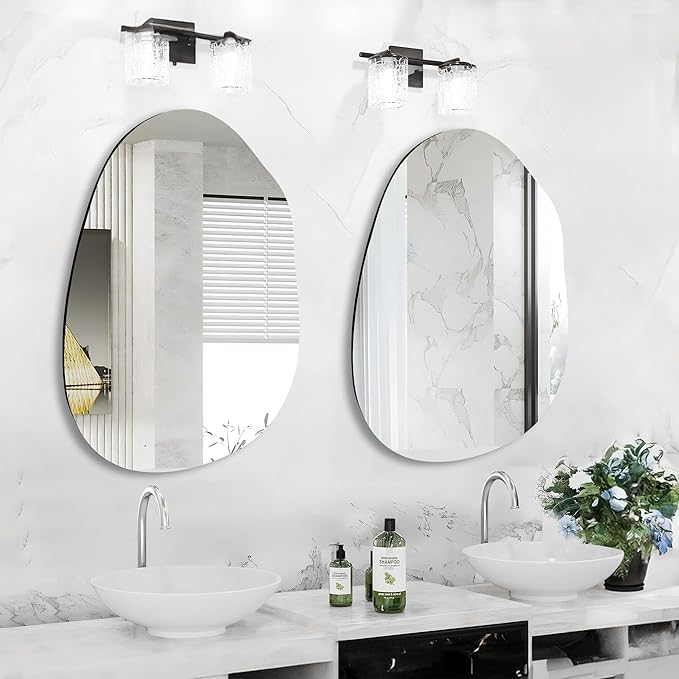 Tanmicoshomy 24x36 Inch Irregular Wall Mirrors for Bathroom, Asymmetrical Mirror with Tempered Glass for Bedroom, Living Room or Entryway Decorative Modern Wall Decor