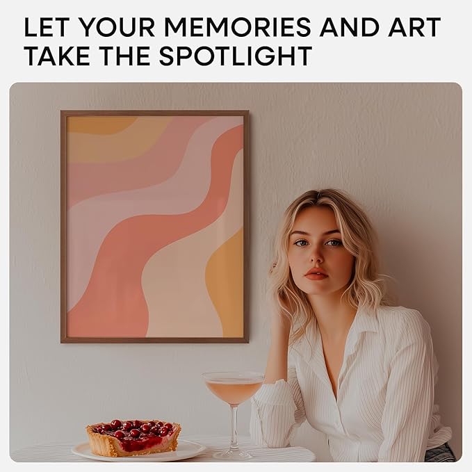 Homeforia 16x20 Picture Walnut Frame, High End Dark Oak 16x20 Wooden Brown Frames with Mat 11x14, 16 x 20 Wood Poster Frame Matted to 11 by 14, 20x16 Hanging Frames, Tempered Glass, Wall Kit, Set of 1