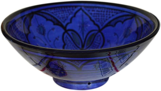 Ceramic Bowls Moroccan Handmade Serving Exquisite Piece With Vivid Colors 12 inches Across