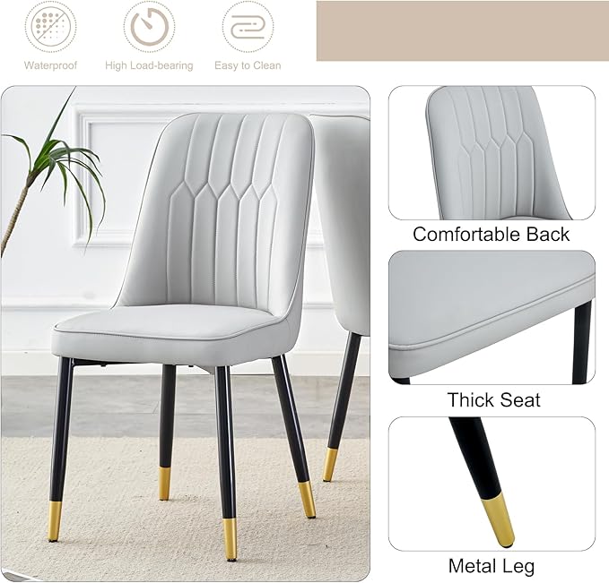 71'' Dining Table Set for 8,Marble Dining Table Set,Modern Kitchen Table with 8 PU Leather Chairs,Gold Dining Room Table Set with V-Shaped Black Glossy Pillars,Ideal for Kitchen Dining Room