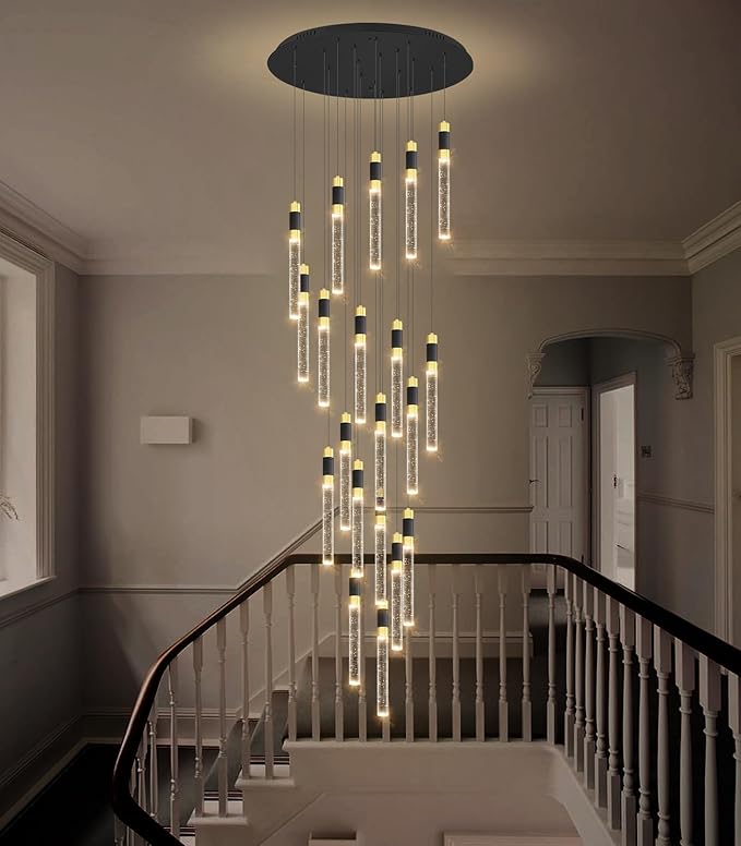 157inch 20-Lights Modern Chandeliers for Living Room LED Dimmbale Light Fixture Entryway High Ceiling Light Pendants Lighting for Dining Room Hallway Staircase with Remote Dimming Chandelier