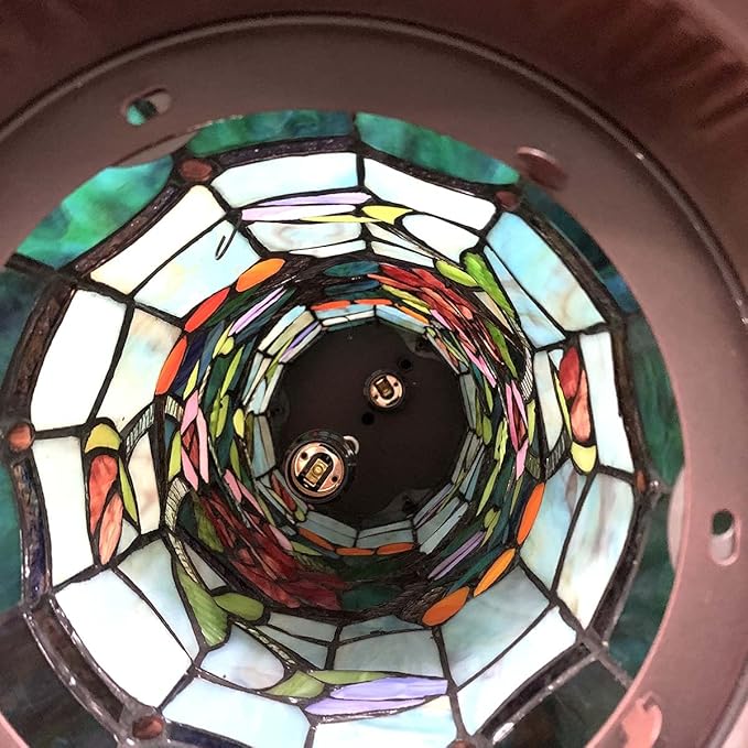 Bieye L10823 Rose Flower Tiffany Style Stained Glass Pedestal Floor Lamp for Decorating, 26 inches Tall