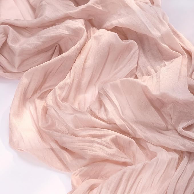 MLMC 12 Pack Dusty Pink Cheesecloth Table Runner 10ft Rustic Gauze Cheese Cloth Fall Table Runner Bulk 35x120 Inches for Romantic Wedding Bridal Baby Shower Anniversary Party Decor