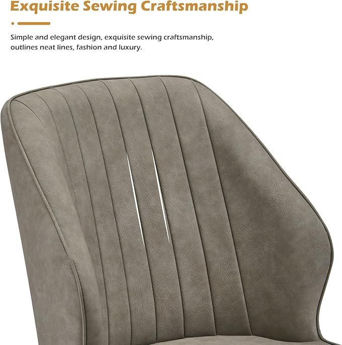 CLIPOP Faux Leather Dining Chairs Set of 2, Modern Kitchen Chairs with Upholstered Seat, High Back, Dining Room Chairs for Kitchen, Greige