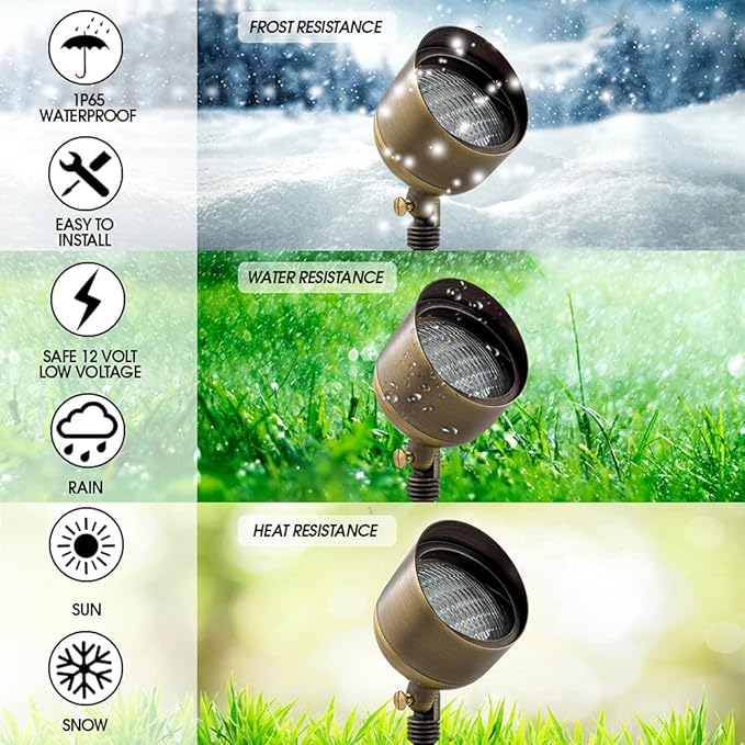 LED Spot Lights Outdoor LED Landscape Light 110-9W PAR 36 Bulb Metal Solid Brass Wall Wash Security Landscape Lighting for Beautiful Bright Long Lasting Home Garden Patio Driveway Area Deck Lighting