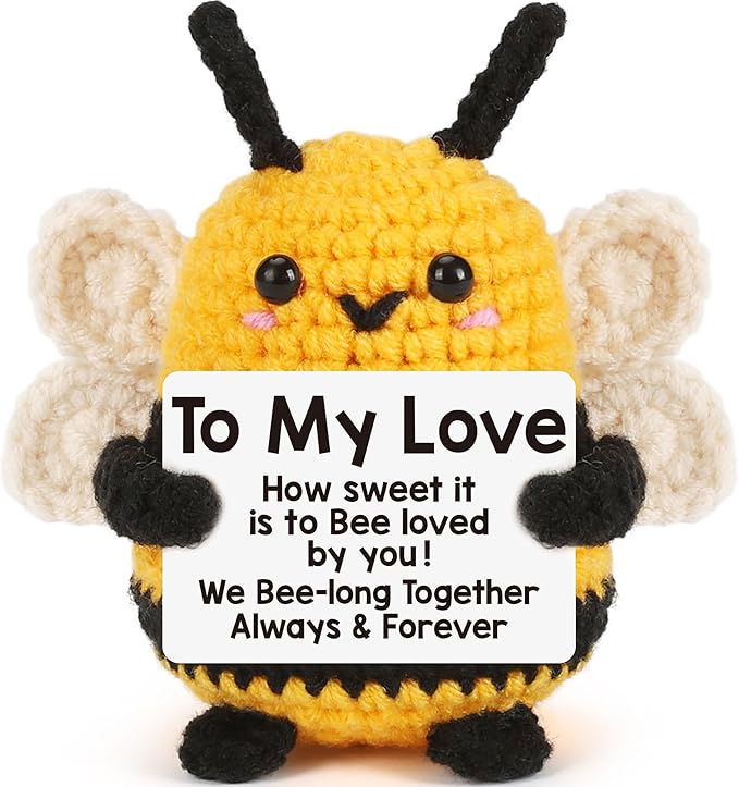 LEJIAJINW I Love You Gifts for Her Him Boyfriend Girlfriend Birthday Anniversary for Couples Husband Wife Romantic to My Love Cute Handmade Crochet Bee Themed Gift for Women Men
