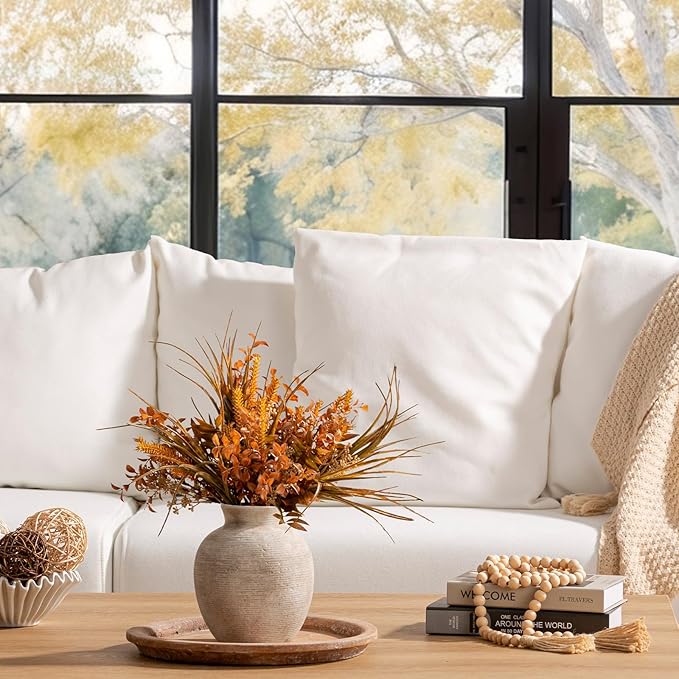 Ceramic Flower Vase Home Decor - Small Farmhouse Table Vases Rustic Vintage Living Room Kitchen Bedroom Decorations for House Book Shelf Office Coffee Desk Dining Fireplace (6" Retro)