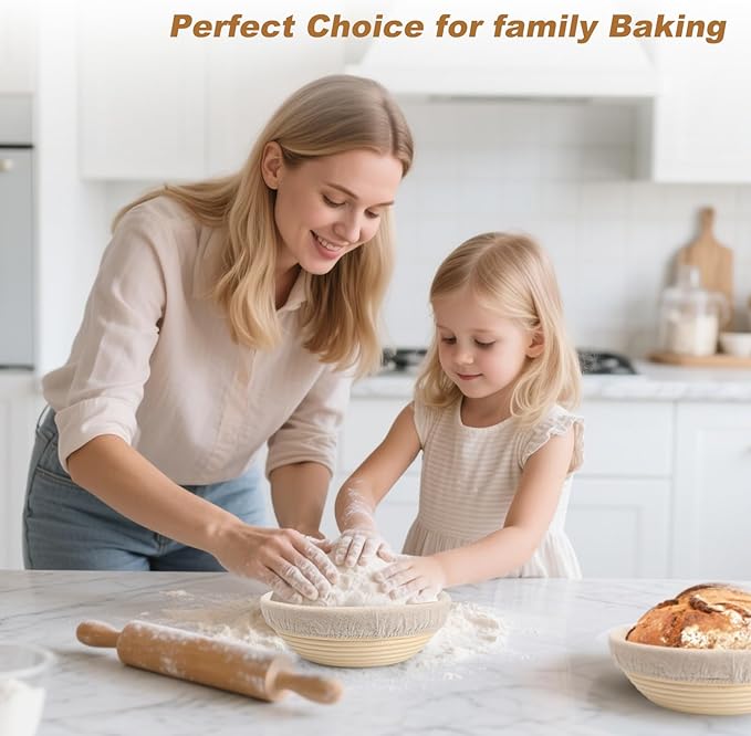 Banneton Bread Proofing Basket Set of 4PCS 6 Inch Round Sourdough Dough Proofing Bowls for Sour Dough Bread Baking Supplies, Proofing Basket or Home Sourdough Bakers Baking