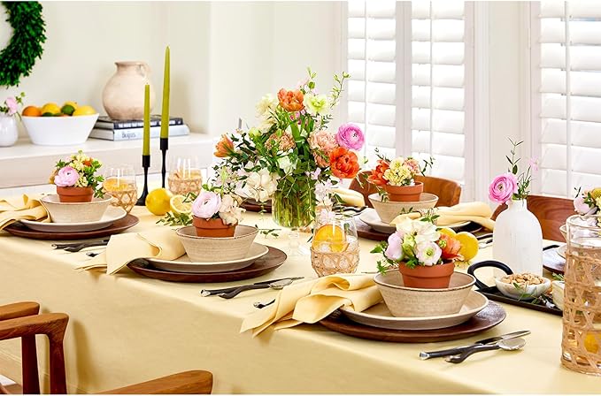 Solino Home Linen Tablecloth for Rectangle Tables 60 x 108 Inch - 100% Pure Linen Golden Straw Table Cloth - Fete, Machine Washable Cloth Tablecloth for Fall, Autumn, Thanksgiving