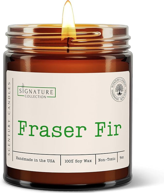 Fraser Fir Pine Scented Candle, Many Scents to Choose from, Christmas Tree Scented, All Natural Non-Toxic Soy Wax, Handmade in The USA (Fraser Fir)