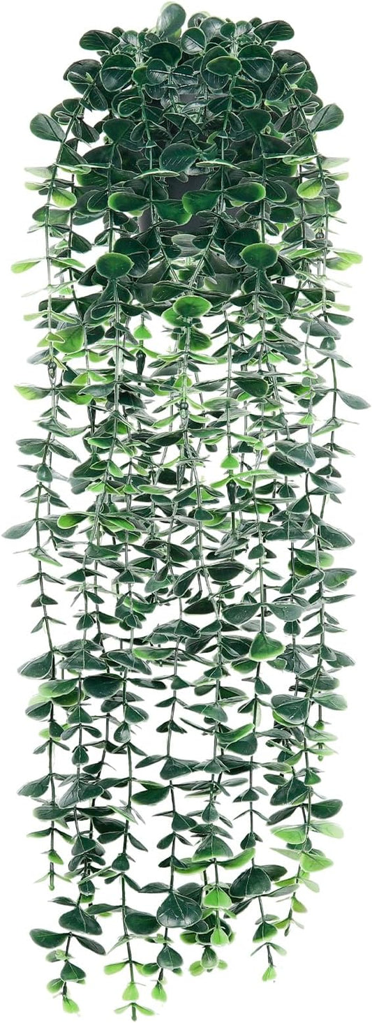 Artificial Hanging Eucalyptus Plants，Fake Plant Eucalyptus Small Decor Faux Hanging Vine Plants Wall Greenery for New Home Decoration，for Floating Shelf Indoor Outdoor