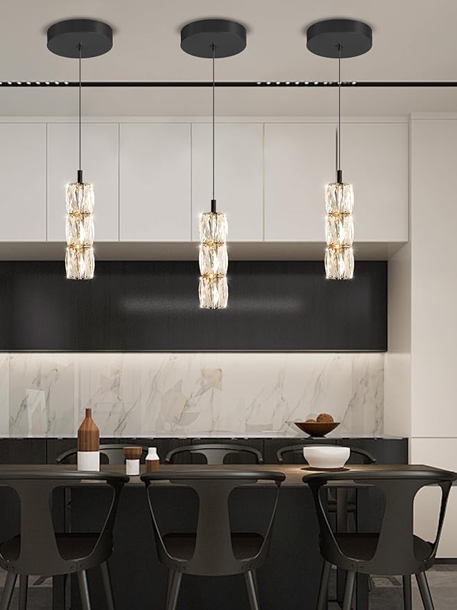 Modern Pendant Lighting 1-Light Chandelier Black Pendant Light Indoor Hanging Light Fixture for Kithchen Island Dinning Room Bedroom