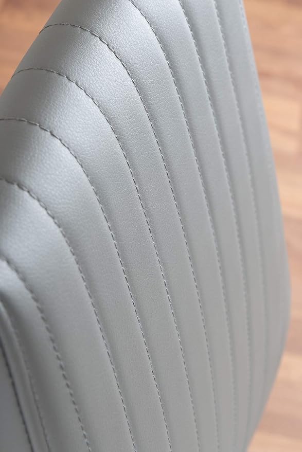 Atlanta White High Gloss and Chrome Metal Rectangle Dining Table and 4 Elephant Grey Lorenzo Dining Chairs Set