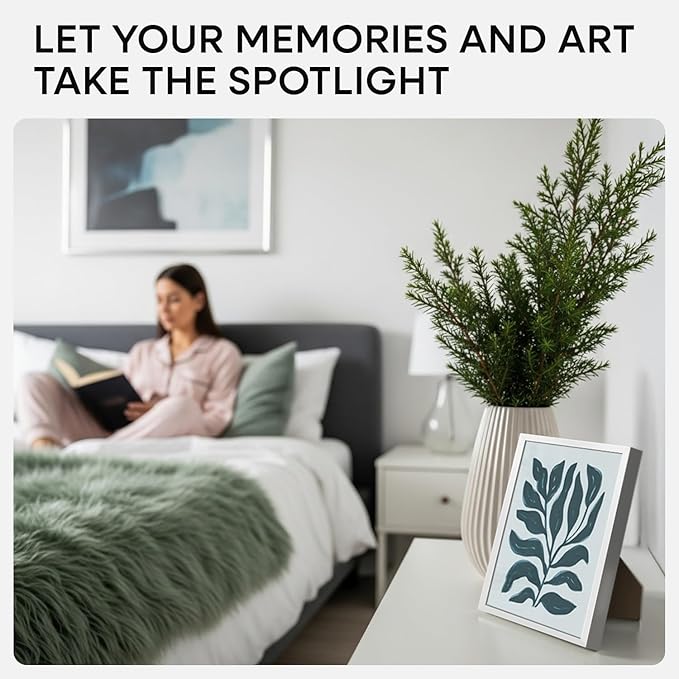 Homeforia Silver Picture Frame 8x10, High End Metal 8 x 10 Photo Frames with Mat 5 by 7 Art, 10x8 Thin Frame Matted to 5x7 inch Print, 10by8 Wall or Tabletop Frames, Tempered Glass, Wall Kit, Set of 3