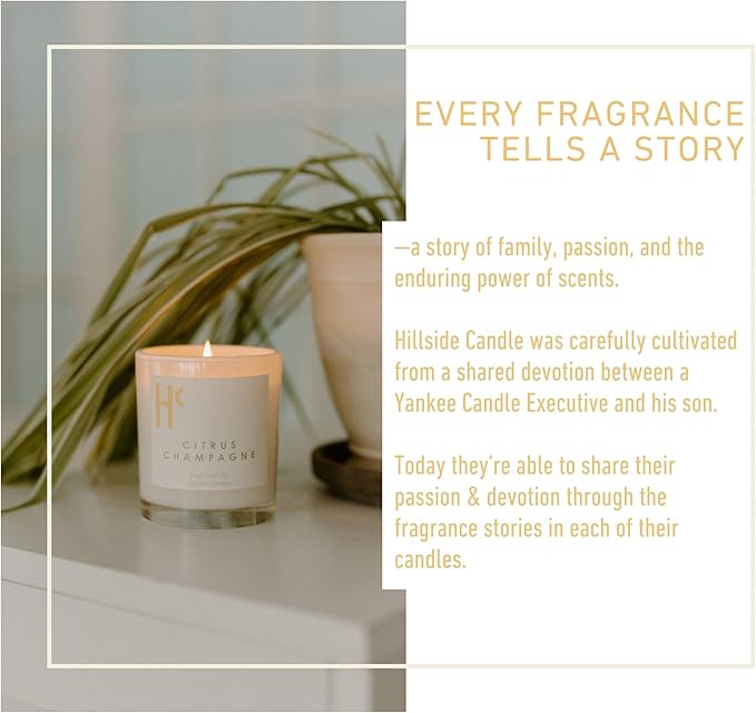 Citrus Champagne Single Wick Soy Candles, Luxury Scented Candles for Home - Up to 60 Hour Burn Time, Cruelty-Free Soy Wax Blend - Citrus Fragrance, Notes of Berries & Jasmine (9 oz)