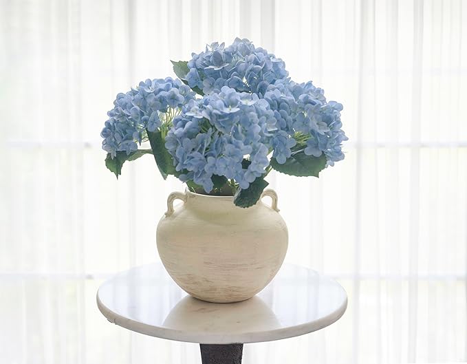 Handmade Beige White Two-Ear Ceramic Vase, Textured Pottery Vase with Two Ears for Centerpieces, Kitchen, Living Room, Bedroom Decor Gifts (Beige White*, Short)