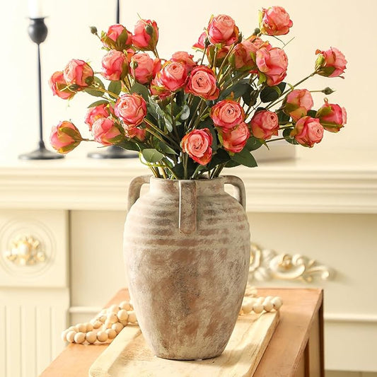 Ceramic Flower Vase Home Decor - Farmhouse Flower Vases Rustic Vintage Style Aesthetic Modern for Table Living Room Kitchen Bedroom Decoration House Desk Decorative Accessories Gift (Vintage)