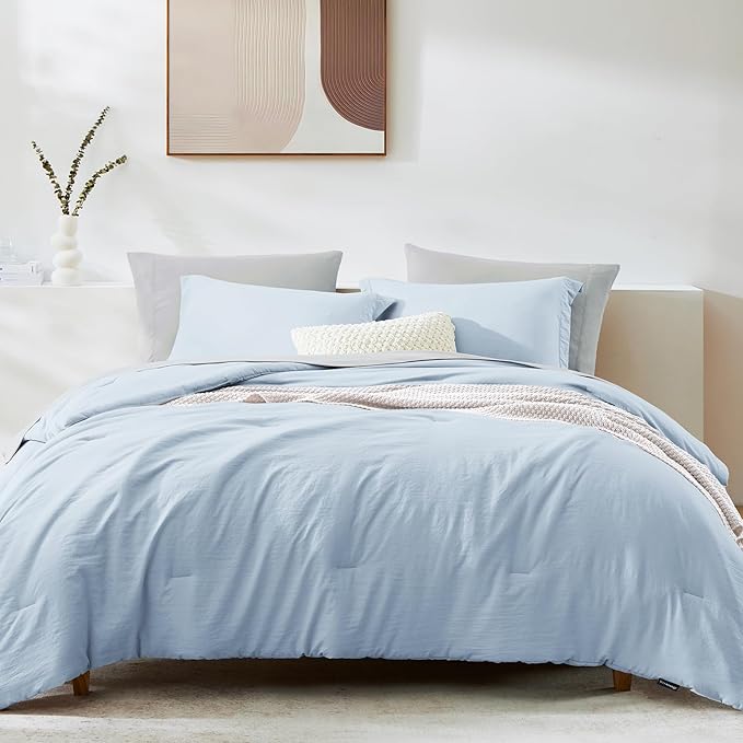 WRENSONGE Twin XL Comforter Set, 5 Pieces Soft Arctic Ice Bedding Sets - Twin XL Comforter, Fitted Sheet, Flat Sheet, 2 Pillow Shams, 2 Pillowcases, Warm Bedding Sets for All Season