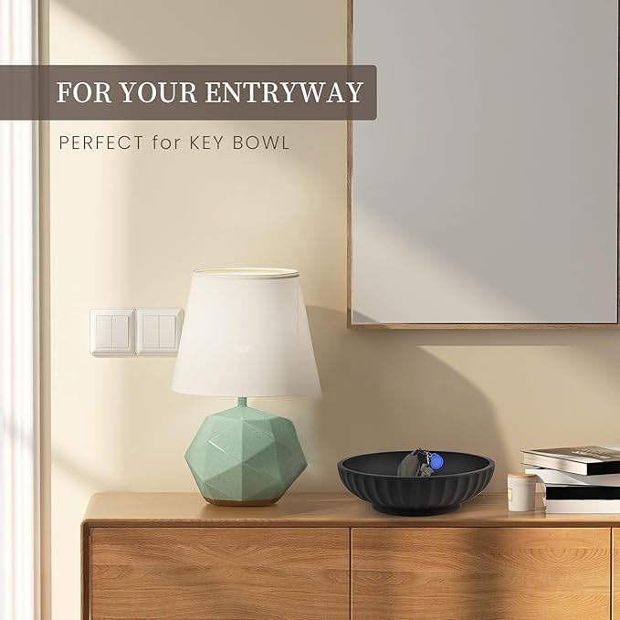 Large Decorative Bowl - Fruit Bowl for Kitchen Counter - Modern Decorative Bowl for Home Decor,Key Bowl for Entryway Table - Matte Black