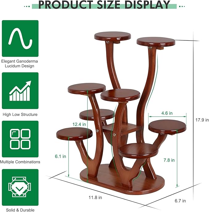 9 Tiers Small Windowsill Plant Shelf Indoor,Bamboo Succulent Plant Stand for Desk,Multi-Layered Tabletop Plant Holder Mini Flower Pot Stand Display for Home Office Decor