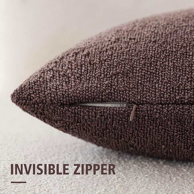 Foindtower Pack of 2, Decorative Textured Boucle Throw Pillow Covers Neutral Accent Solid Pillow Cases Cozy Soft Couch Cushion Case for Chair Sofa Bedroom Living Room Home Decor 22x22 Inch Dark purple