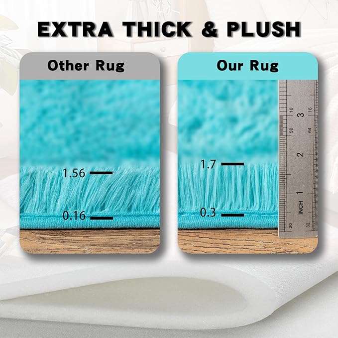 5x7 Area Rugs for Living Room, Fluffy Shaggy Rug Soft Carpets, Rugs for Bedroom Nursery Kids Room Dorm Home Decor Aesthetic, Teal Blue