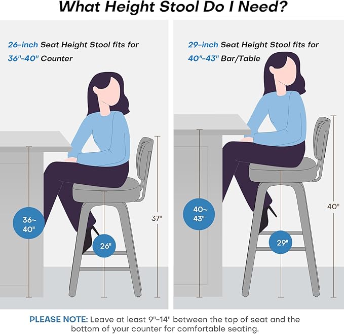 Swivel Bar Height Stools Set of 4, Upholstered Faux Leather Barstools with Rattan Back, 29" Seat Height Tall Bar Stools for Kitchen Counter, Black Wood Frame, Black