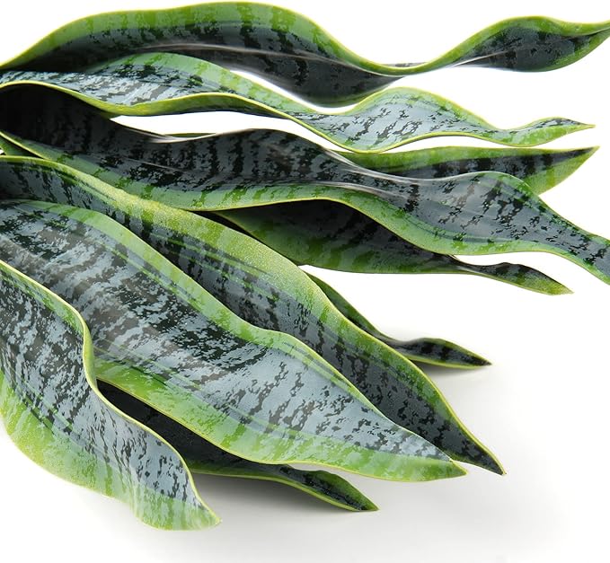 Briful Fake Snake Plant 16" Faux Potted Plant Artificial Snake Plant with White Ceramic Pot Sansevieria Plant Perfect for House Modern Living Room Office Housewarming Gift Indoor Decor