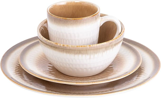 Gibson Elite Moonstruck 16-Piece Dinnerware Set, Orange, Service for 4 (16pcs)