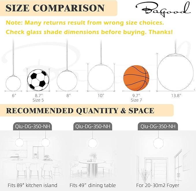 13.7" Globe Pendant Light 3-light Gold Mid Century Modern Light Fixture Milk Glass Pendant Light Globe Pendant Lights Kitchen Island Brushed Brass Finished with Milk Glass Lampshade for bedroom