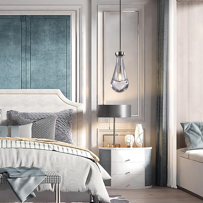 Raindrop Pendant Lights Set of Three, Nickel Pendant Lights Kitchen Island, Indoor Pendant Lighting, Pendant Light Fixtures, Island Light for Kitchen Bedroom Bathroom