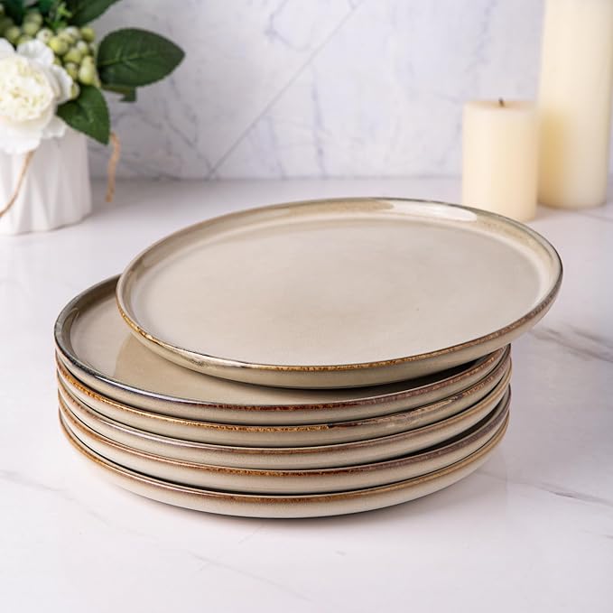 AmorArc Ceramic Dinnerware Sets,Round Reactive Glaze Stoneware Plates and Bowls Sets,Highly Scratch Resistant | Microwave & Dishwasher Safe,Service for 8 Dishes Set (24pc)