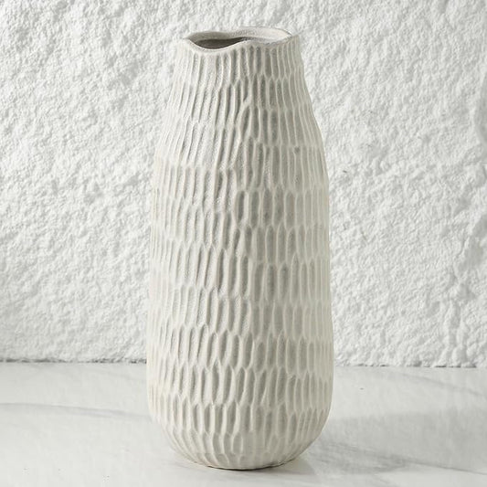 12.6 Inch Grey Modern Handmade Ceramic Vase, Rustic Farmhouse Decorative Flower Vases for Home Decor,Pampas Grass Bouquet, Living Room,Kitchen,Office,Bedroom,Centerpiece Table