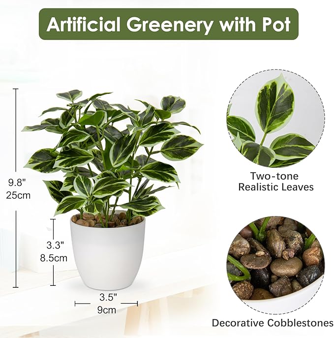 Briful Fake Plants Artificial Greenery Potted Faux Lifelike Plant for Farmhouse Home Garden Party Decoration