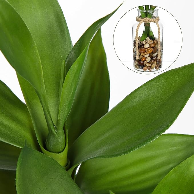 Artificial Lucky Bamboo Plant 17.3 Fake Plant in Glass Vase for Home Indoor Table Centerpieces Desk Office Living Room Bedroom Decoration