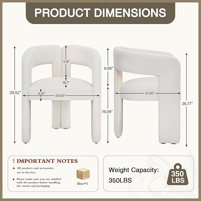 Modern Barrel Dining Chairs, Upholstered Linen Dining Room Chair with Wooden Legs, Accent Chairs for Kitchen/Dining Room/Living Room, Beige