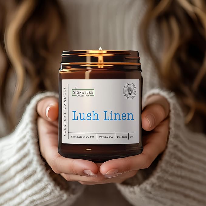 Lush Linen Scented Candle, Many Scents to Choose from, All Natural Non-Toxic Soy Wax, Handmade in The USA(Lush Linen)
