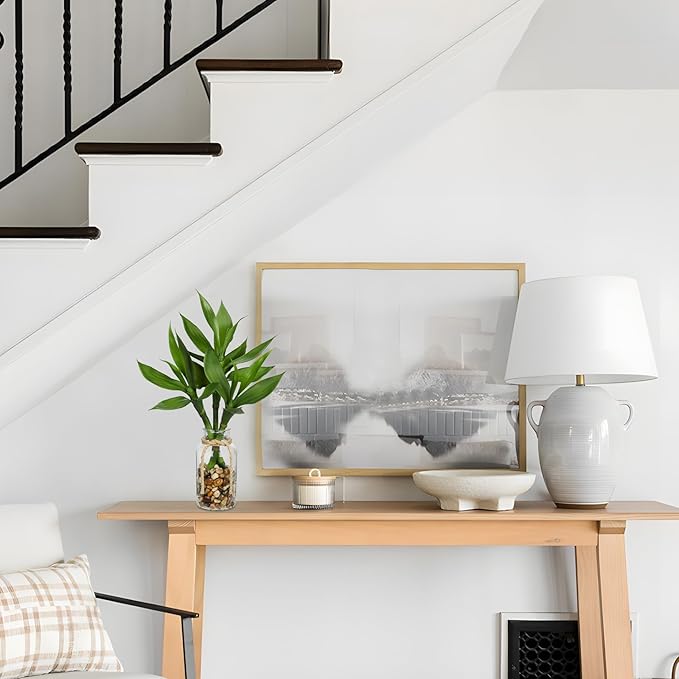 Artificial Lucky Bamboo Plant 17.3 Fake Plant in Glass Vase for Home Indoor Table Centerpieces Desk Office Living Room Bedroom Decoration