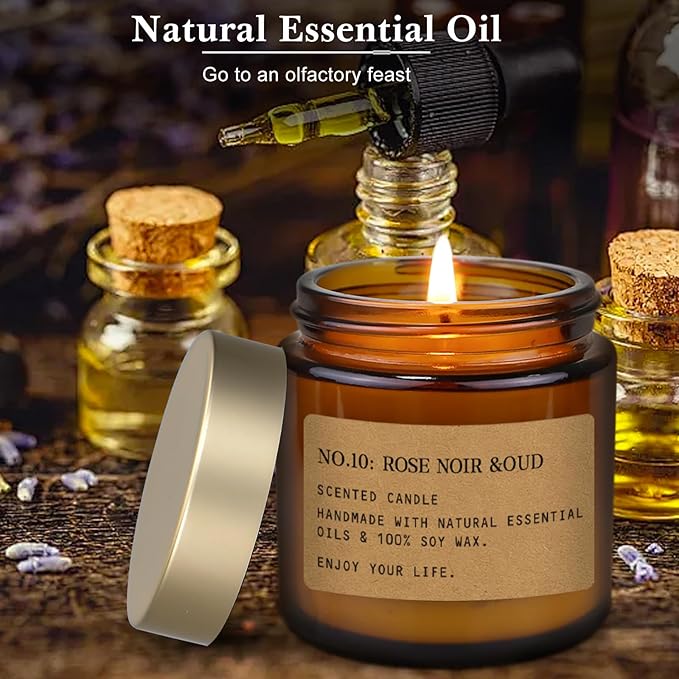 12 Pack Aromatherapy Candles for Home Scented, Aromatherapy Jar Candle Gifts for Women, Natural Soy Wax Amber Candle Set, Scented Candles Set for Birthday Valentine Birthday Day Present