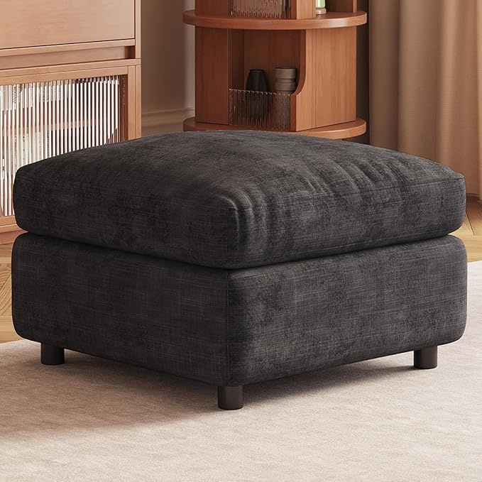 Grey Ottoman with Storage, Modular Footrest for Sofa Couch Sectional, Convertible Lounge Seat with Hidden Storage, Comfortable Sofa Accessory for Living Room Bedroom Apartment Spaces