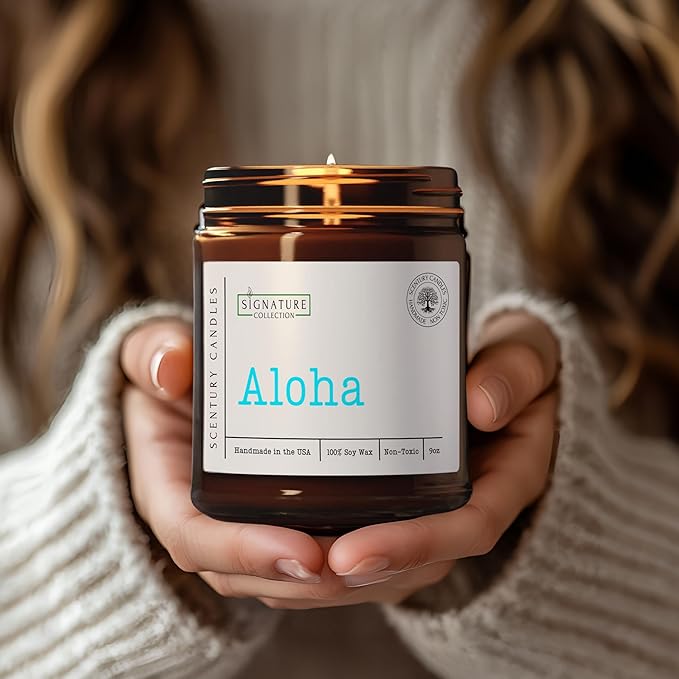 Aloha Scented Candle, Many Scents to Choose from, All Natural Non-Toxic Soy Wax, Handmade in The USA(Aloha)