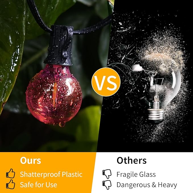 40FT LED Outdoor String Lights Waterproof, G40 LED Globe Outdoor Lights for Patio with 27 Edison Vintage Shatterproof Bulbs, Connectable Backyard Lights for Garden, Bistro, Porch, Cafe